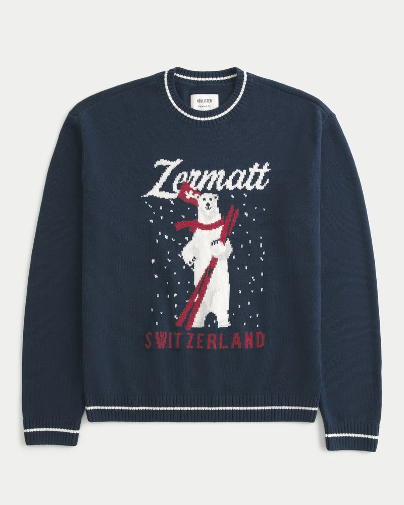 Relaxed Zermatt Switzerland Graphic Crew Sweater | Hollister (UK)