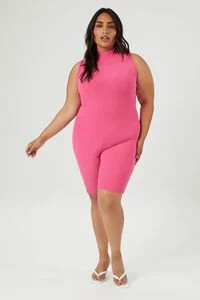 Plus Size Ribbed Mock Neck Romper | Forever 21 (US)