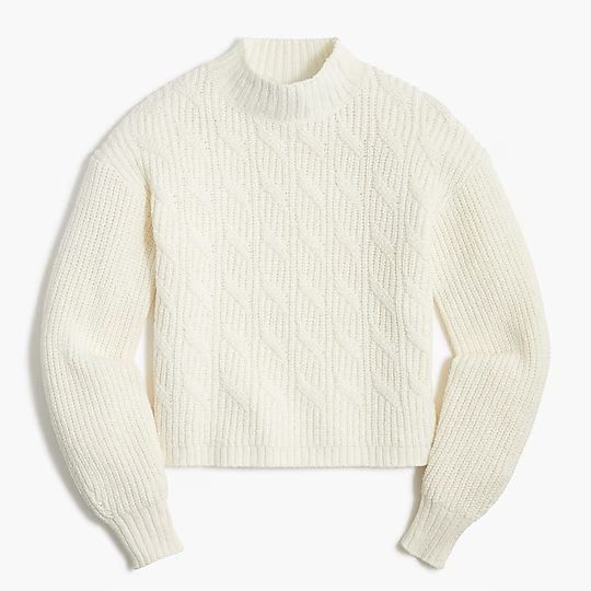 Cotton-blend cable mockneck sweater | J.Crew Factory
