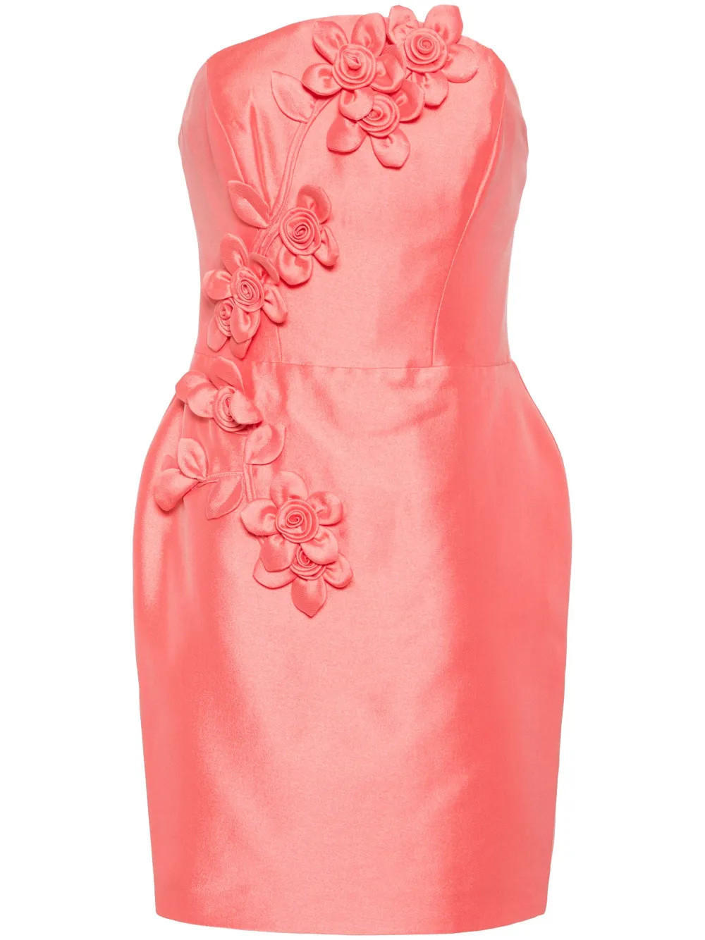 Marchesa Notte Floral Mikado Mini Dress | Pink | FARFETCH | Farfetch Global