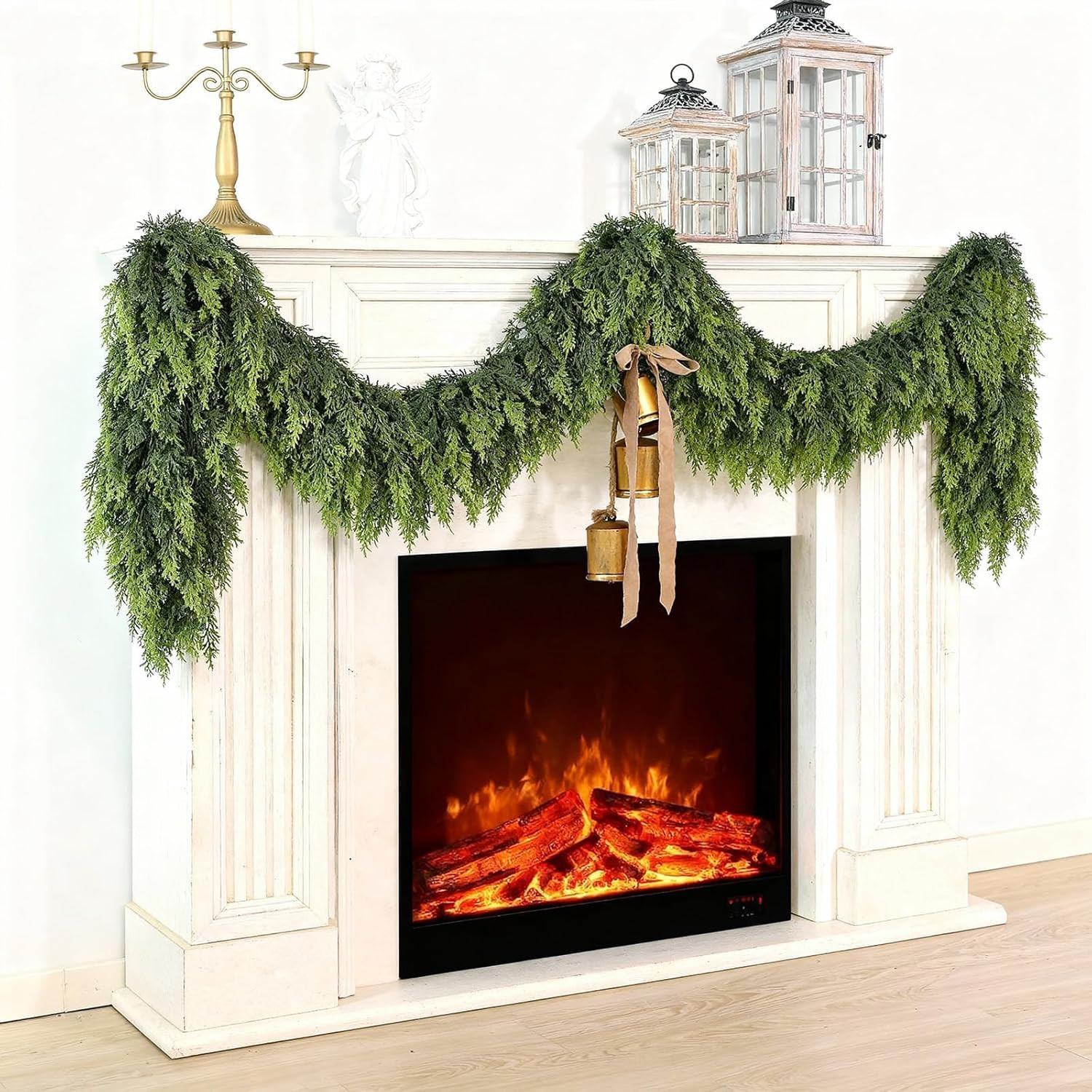 6FT Real Touch Cedar Garland for Fireplace - Artificial Christmas Garlands Realistic Faux Greener... | Amazon (US)