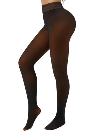 Tyusatu Fleece Lined Tights Leggings Women Black,Fleece Lined Tights Thermal Warm or Winter Skintone Sheer | Amazon (US)