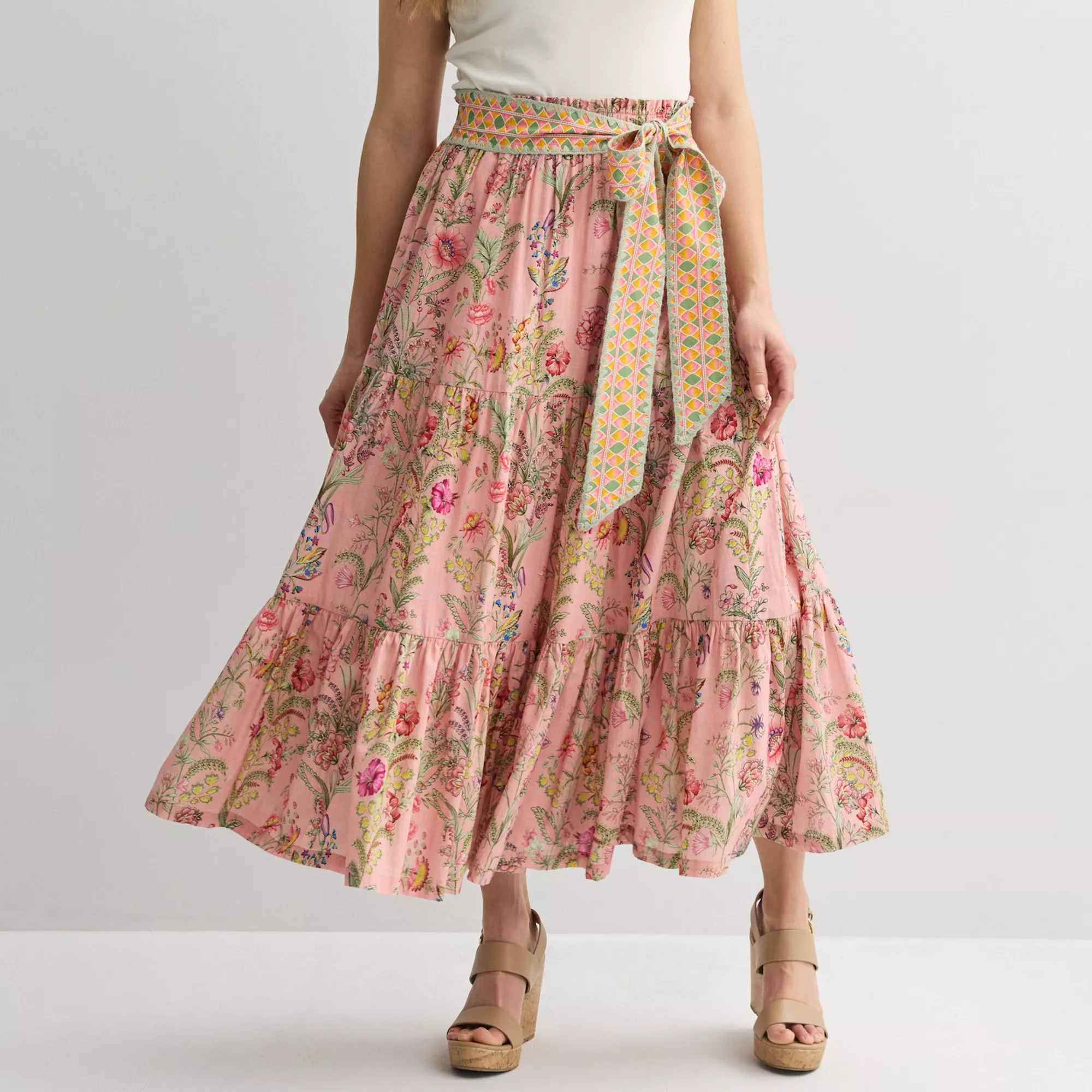Women's Farmers Market Printed Flare Tiered Maxi Skirt | Kohl's