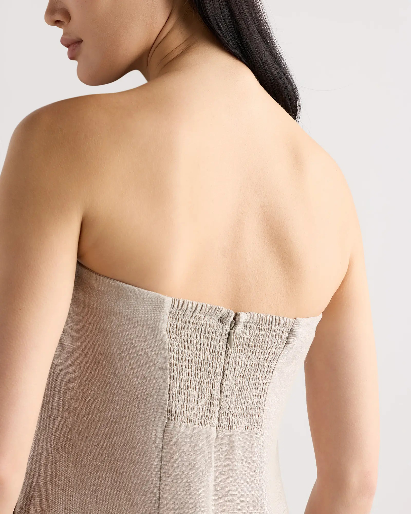 100% European Linen Strapless Maxi Dress in Flax | Quince