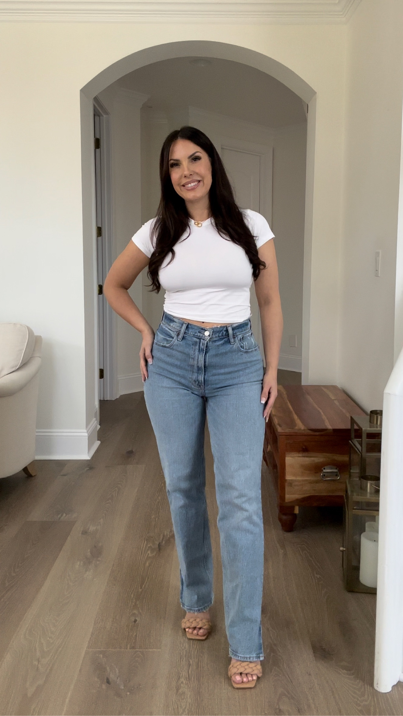 Abercrombie 90s ultra high rise straight jeans - this is an a non-curve love version. Wearing size 27 regular. Wish I would’ve got a 26 short.#LTKSale #jeans 

#LTKunder100 #LTKstyletip