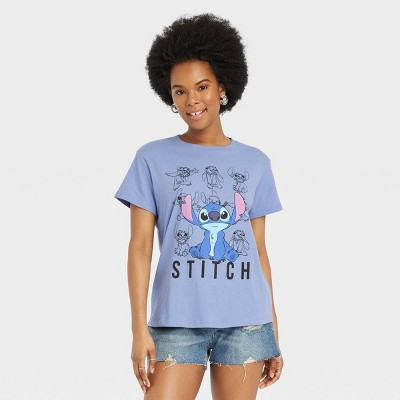 Women's Disney Stitch Short Sleeve Graphic T-Shirt - Blue XXS | Target