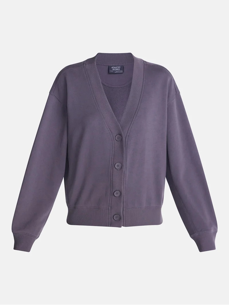 Athletic Works Women's and Women's French Terry Cardigan with Long Sleeves, Sizes XS-4X | Walmart (US)