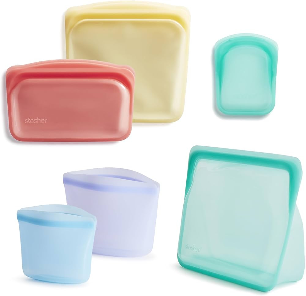 Stasher Premium Silicone Reusable Food Storage Bags, 6-Pack, Rainbow | Multi-Use Food Storage Bag... | Amazon (US)