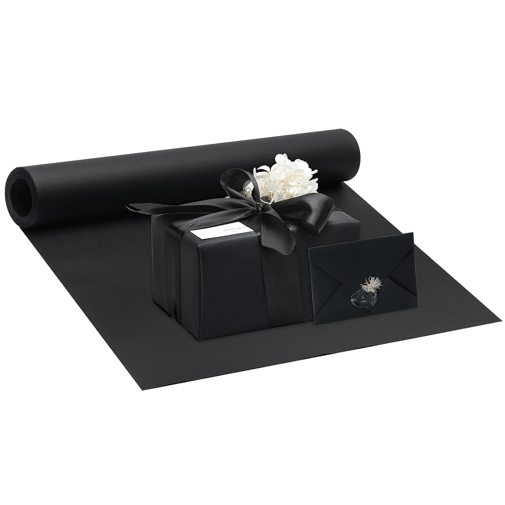 Black Wrapping Paper - 17.5 Inches X 49.2 Feet(15M) Paper Perfect for DIY Crafts/Drawing/Gift Wra... | Amazon (US)