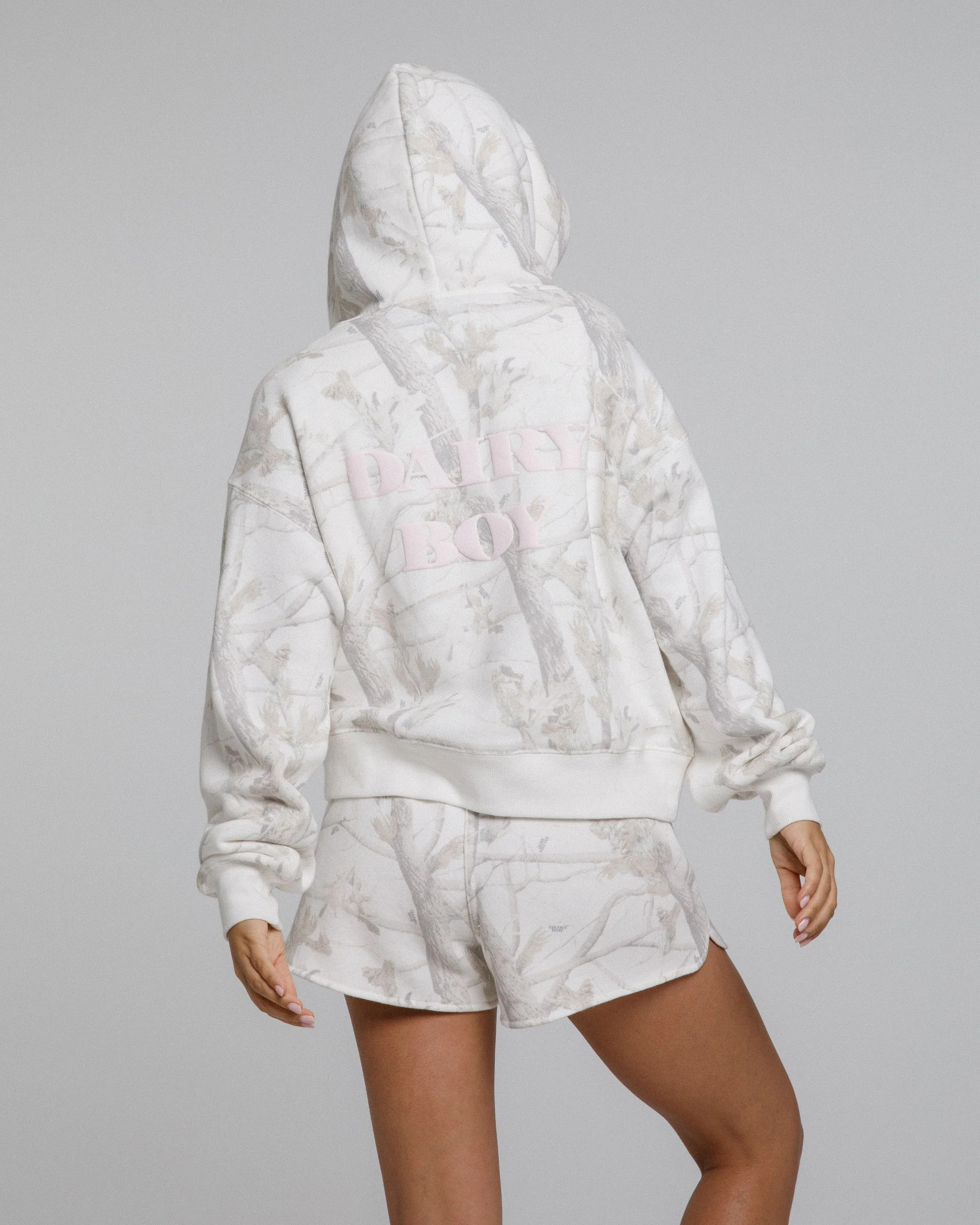 Woodland Camo Hoodie - Pink Logo | Dairy Boy