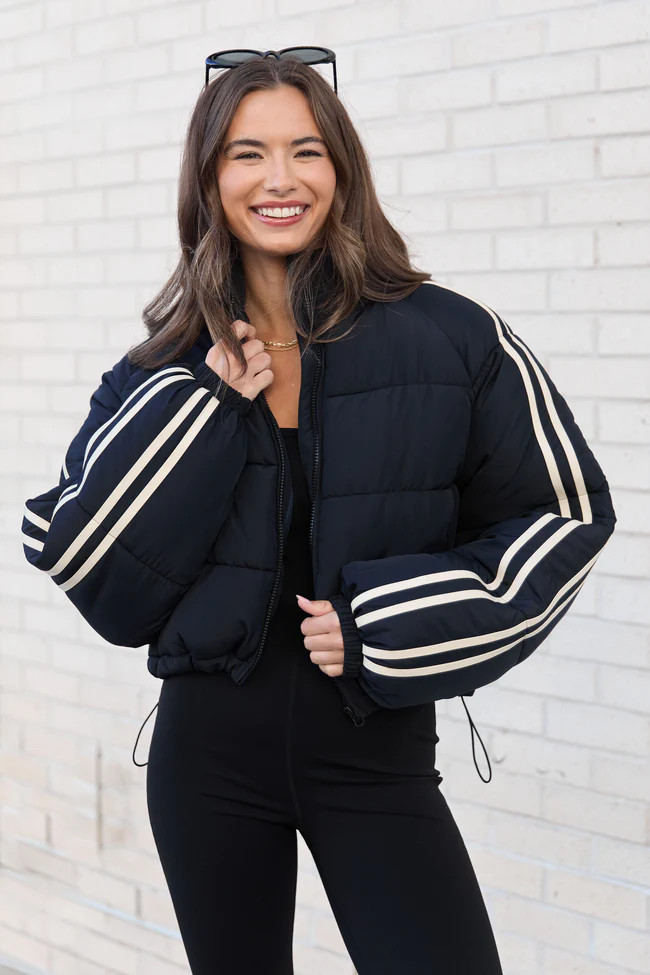 Amelia Black and White Puffer Jacket SALE | Pink Lily