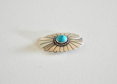 Navajo Sterling Silver Stamped Turquoise Concho Pin Brooch 1.5" | eBay US