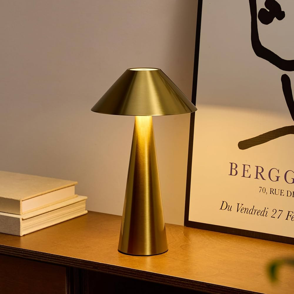 Bojim Rechargeable Cordless Table Lamp, Gold LED Battery Operated Wireless Table Lights, Touch fo... | Amazon (US)
