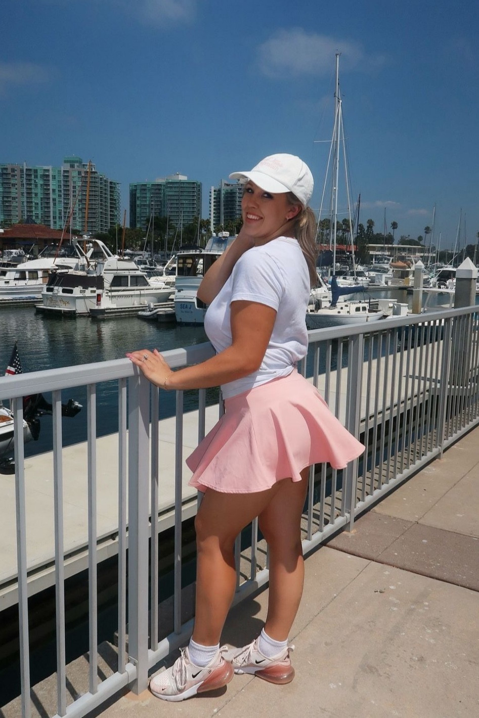 Tummy control pink tennis skirt
Tennis outfit 
Outdoor workout outfit
High socks to wear with sneakers and tennis shoes
Women’s White T-shirt 

#LTKTravel #LTKFitness #LTKActive