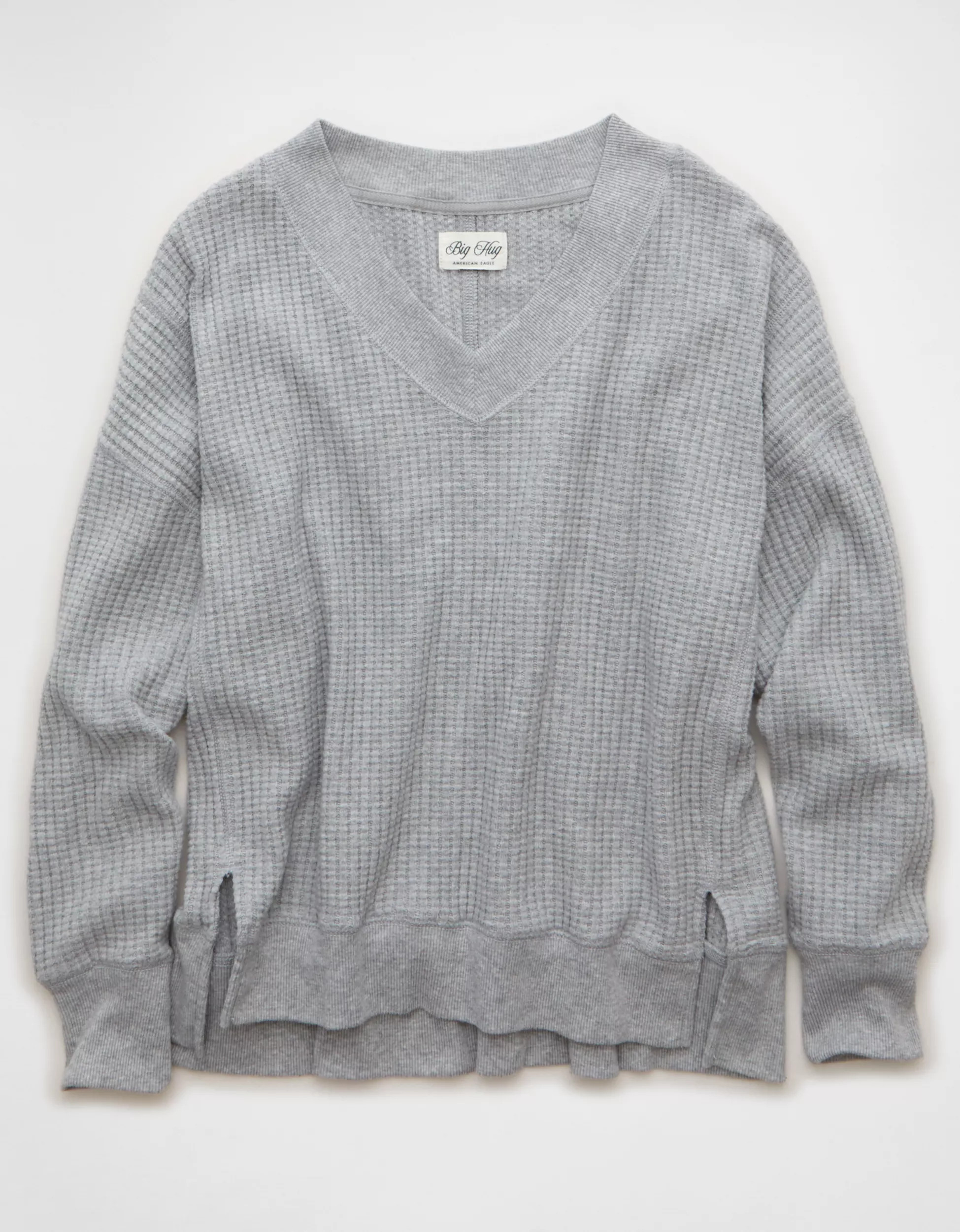 AE Big Hug V-Neck Waffle Sweatshirt | American Eagle Outfitters (US & CA)