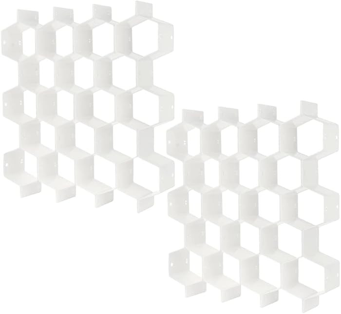 Poeland Drawer Divider Organizer 8pcs DIY Plastic Grid Honeycomb Drawer Divider White 2 Pack | Amazon (US)