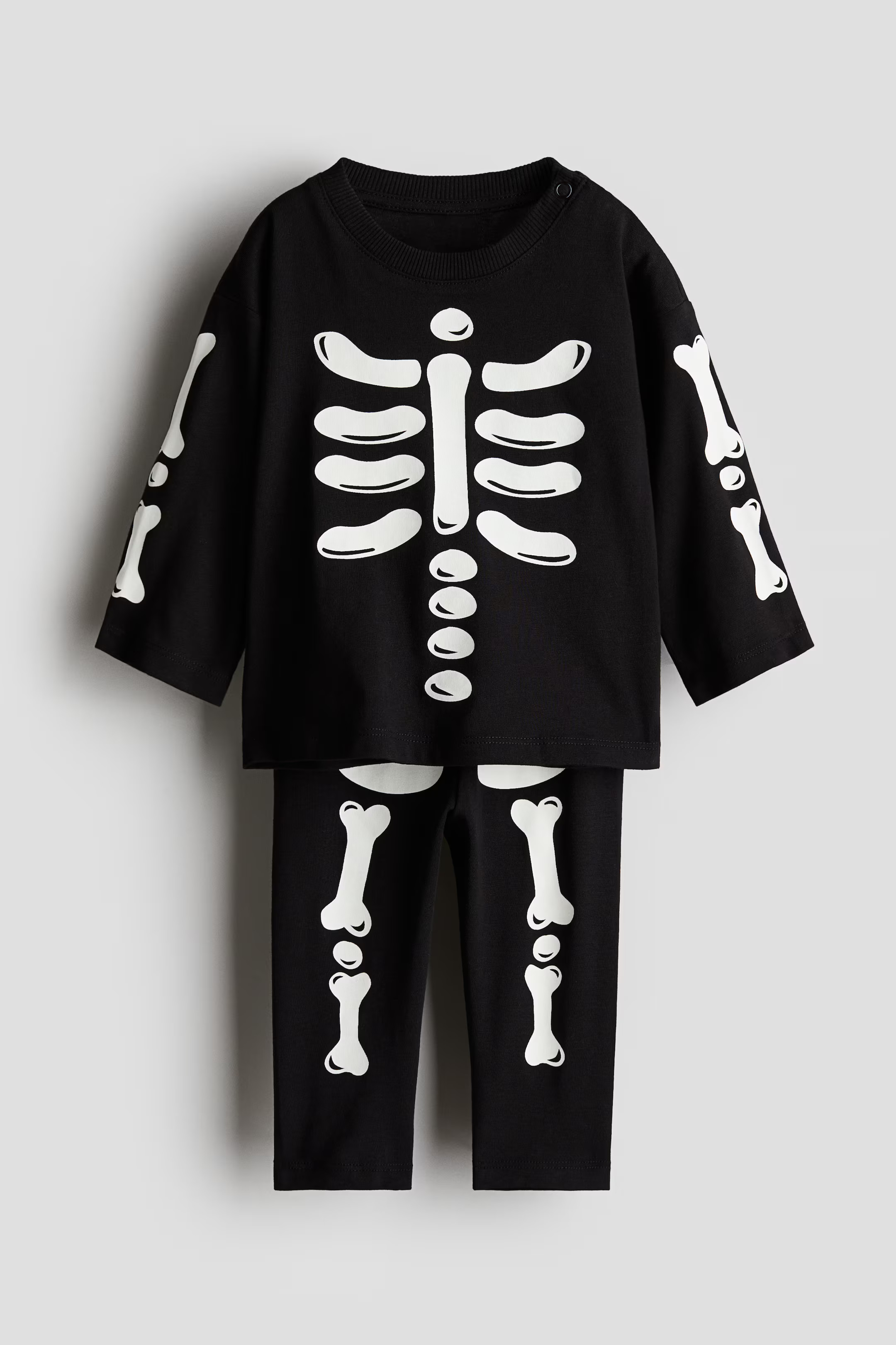 2-piece Printed Set - Regular waist - Round Neck - Black/skeleton - Kids | H&M US | H&M (US + CA)