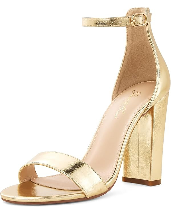 GENSHUO Womens Chunky Block Heels Open toe Ankle Strap Chunky High Heeled Party Homecoming Sandal... | Amazon (US)