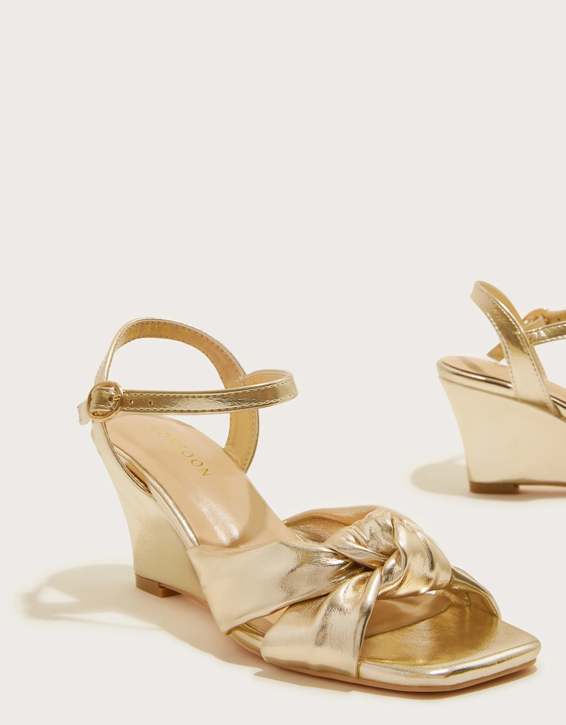 Knot Front Wedges Gold | Monsoon (UK)
