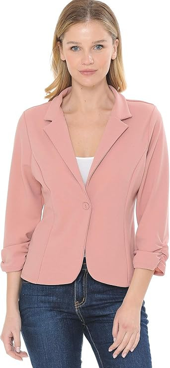 MINEFREE Women's 3/4 Sleeve Lightweight Casual Work Knit Blazer Jacket (S-3XL) | Amazon (US)