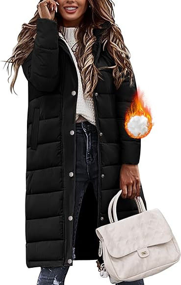 Winter Coats for Women-Puffer Jacket Hooded Warm Winter Long Coat Thickened Down Alternative Jack... | Amazon (US)
