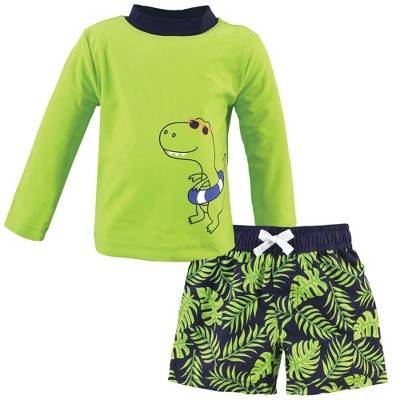 Hudson Baby Toddler Boy Swim Rashguard Set, Swim Dinosaur, 2 Toddler | Target