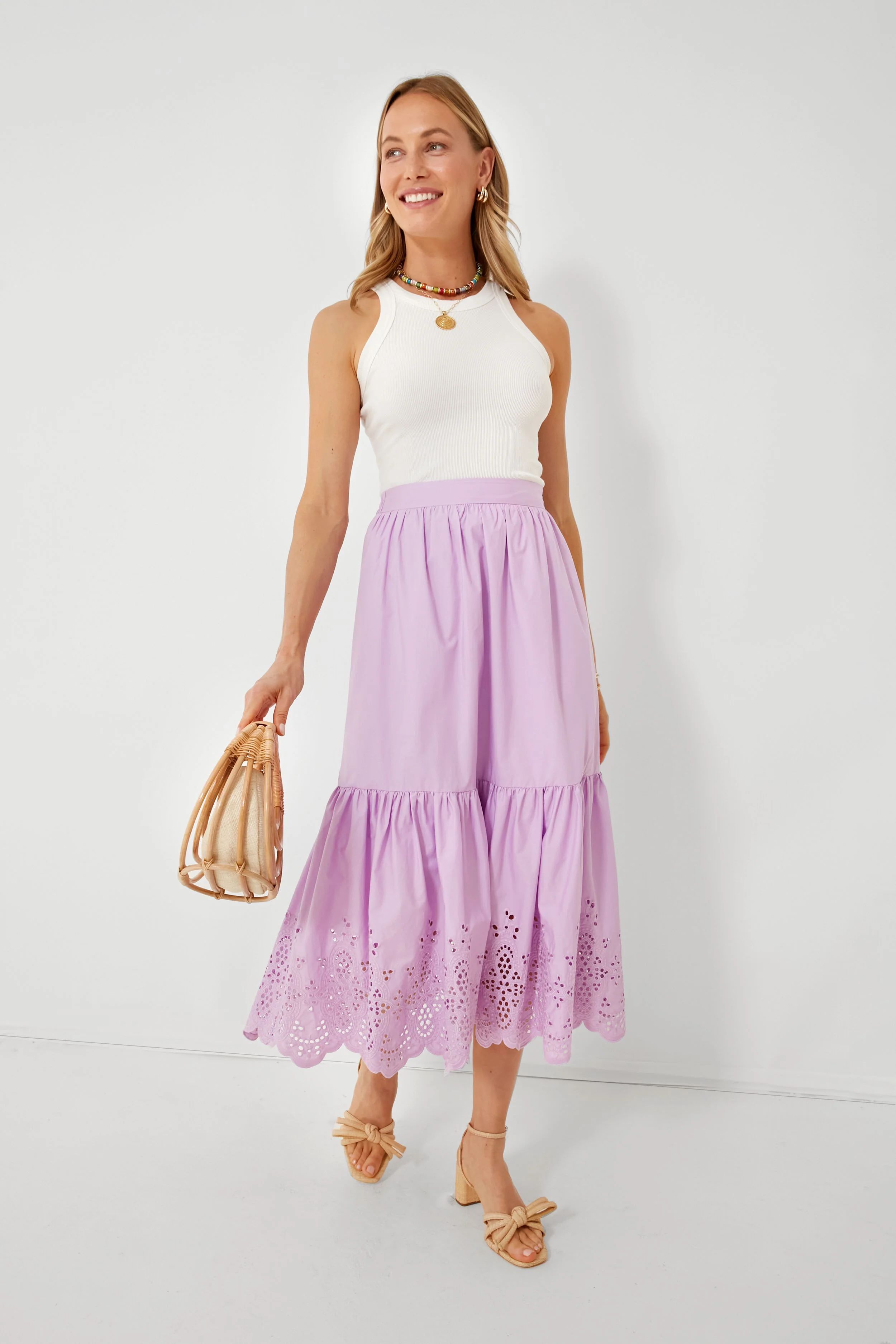 Lilac Eyelet Linnea Maxi Skirt | Tuckernuck (US)