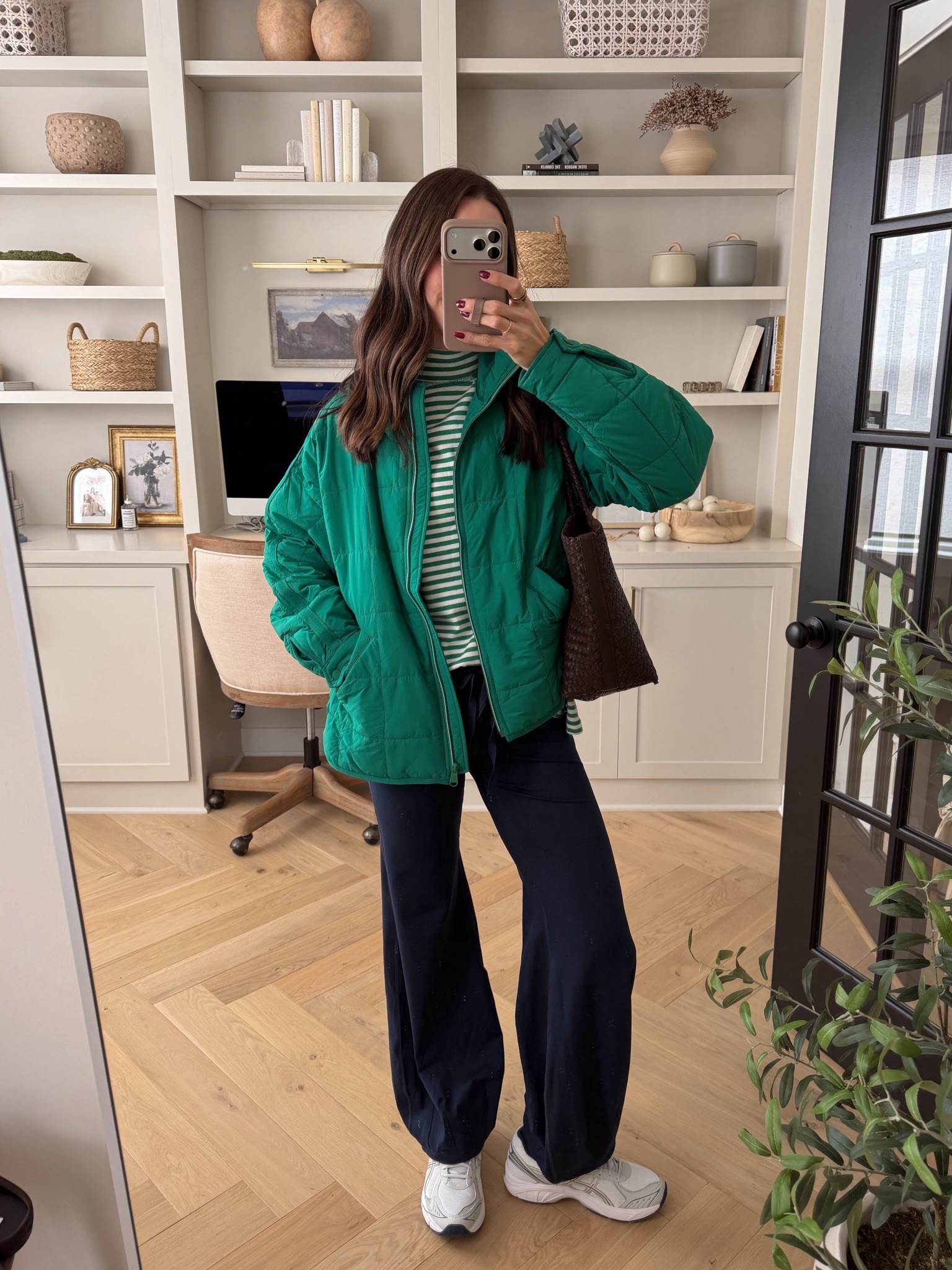 Yesterday’s outfit! ☘️ 
Jacket: tts (wearing a M but a S would’ve been a better fit) 
Mockneck long sleeve tunic tee: true to size (S) 
Pants: tts (S) 
ASICS sneakers: true to size, size up if between 

#LTKootd #LTKActive #LTKmomlife