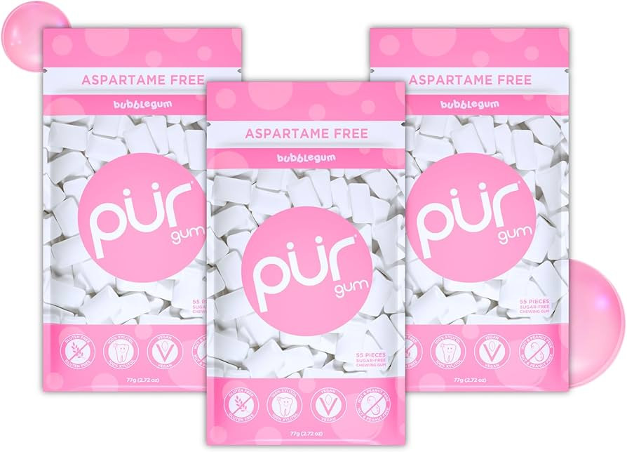 PUR Gum | Aspartame Free Chewing Gum | 100% Xylitol | Natural Bubblegum Flavored Gum, 55 Pieces (... | Amazon (US)