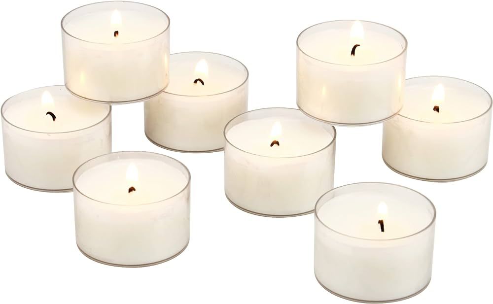 Stonebriar Bulk 48 Pack Unscented Smokeless Long Clear Cup Tea Light Candles with 8 Hour Extended... | Amazon (US)