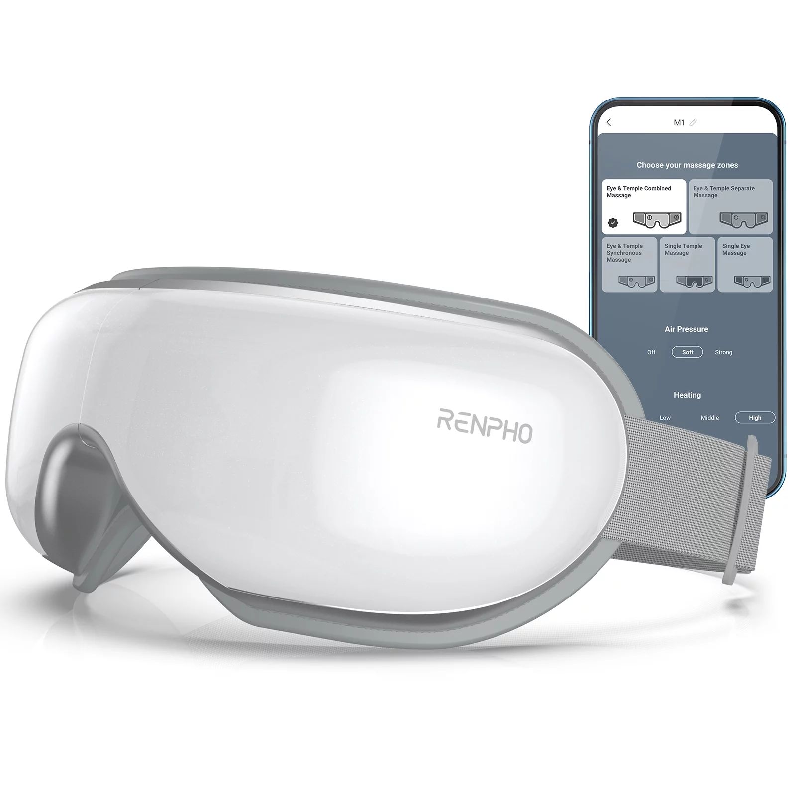 RENPHO Eye Massager with Heat Music for Migraine Relax Eye Strain, Control on APP | Walmart (US)