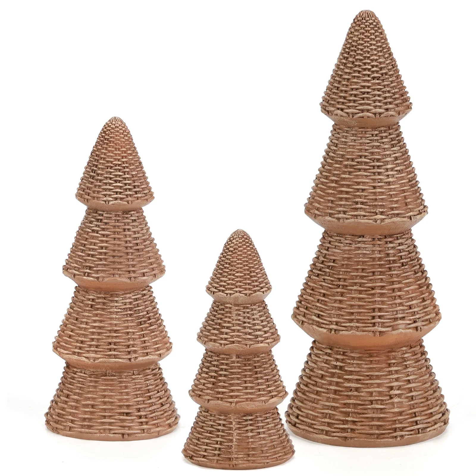 Ayieyill 3pcs Tabletop Christmas Tree Woven Resin Christmas Trees for Christmas Decor Indoor, Christmas Table Decor, Khaki | Walmart (US)