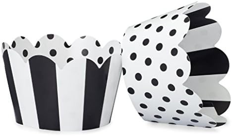 Black and White Cupcake Wrappers for Weddings, Graduations, Kids and Adult Birthday Parties, Baby... | Amazon (US)