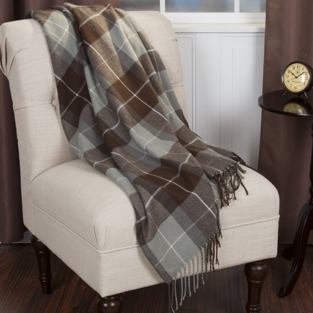 Lavish Home 50x60 Machine-Washable Cashmere-Like Throw Blanket, Brown Plaid/Adult - Walmart.com | Walmart (US)