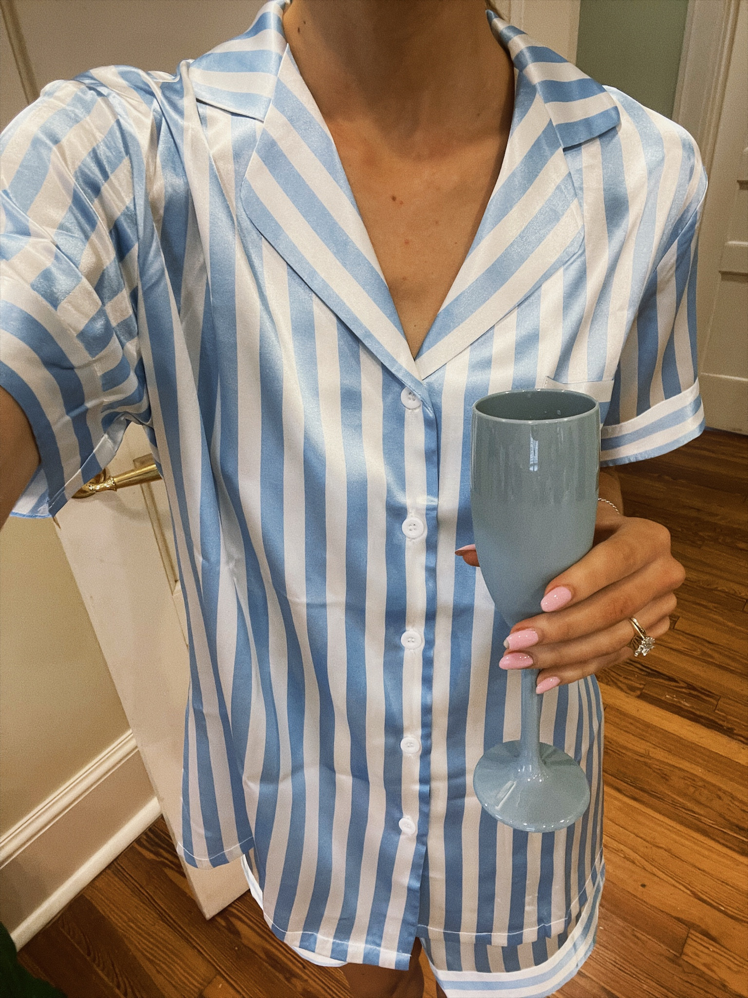 Cutest bridesmaids pajamas! Love the blue and white stripe 🤍🩵

#LTKFindsUnder50 #LTKSaleAlert #LTKWedding