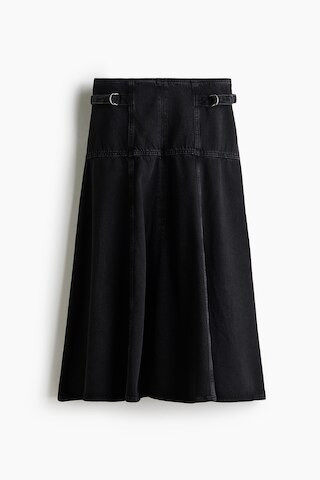 H & M - Flared Denim Skirt - Denim Black | H&M (US + CA)