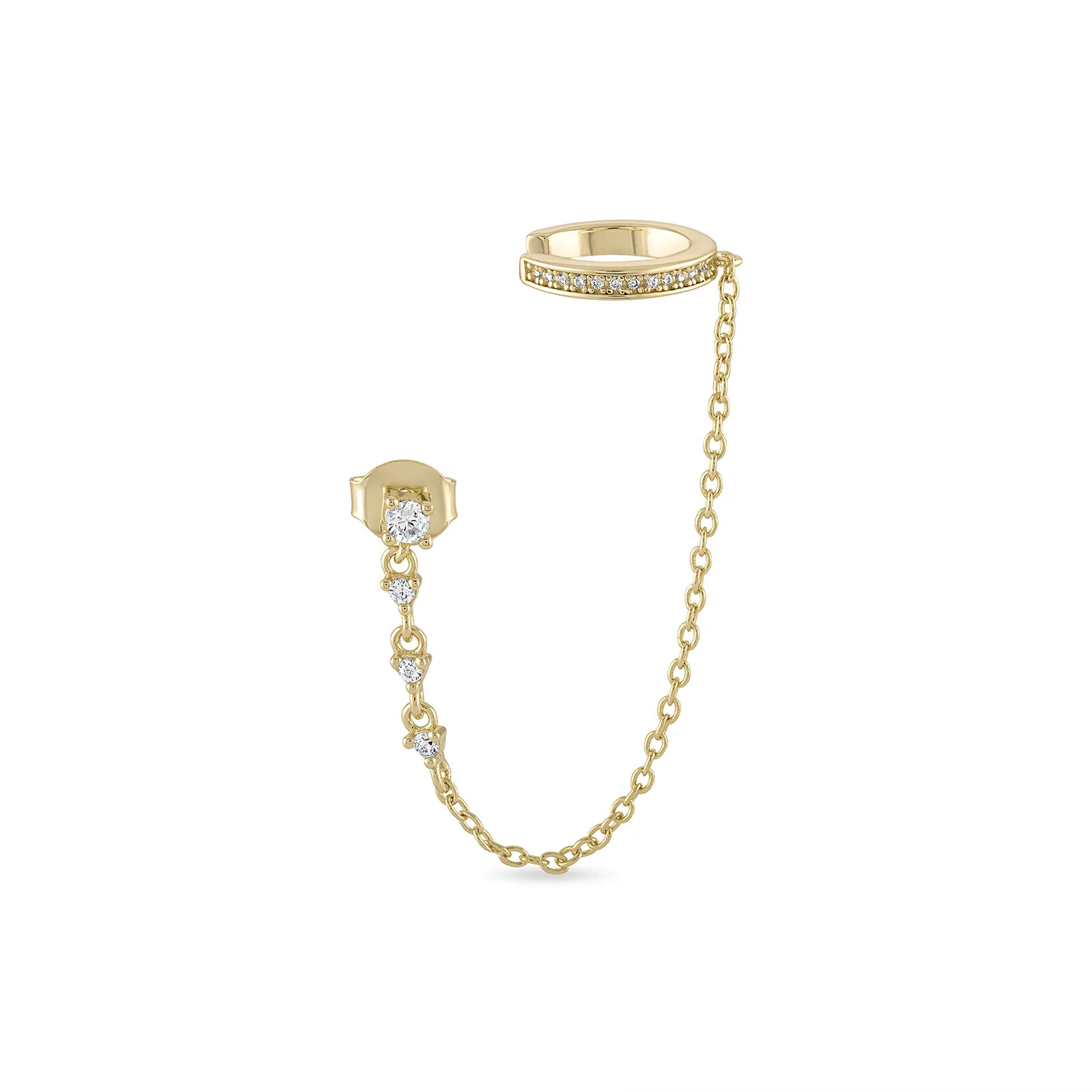 14k Vermeil Reversible Chain Cuff Stud Earring | Emily Volaski
