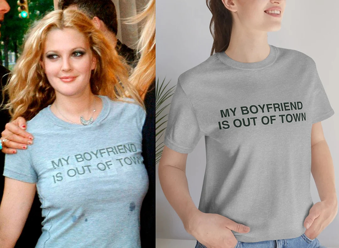 My Boyfriend Is Out Of Town T Shirt Women - Drew Barrymore Boyfriend Is Out Of Town Tee Girls - Y... | Etsy (US)