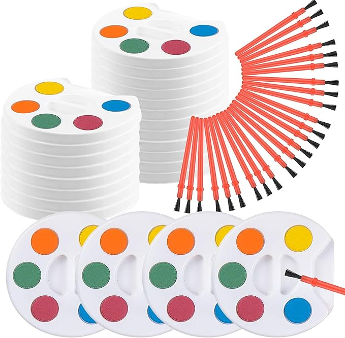 Mini Watercolor Paint Set, Pack of 24, Bulk Paint Palette, 5 Color Mini Paint Set Kit with Brushe... | Amazon (US)
