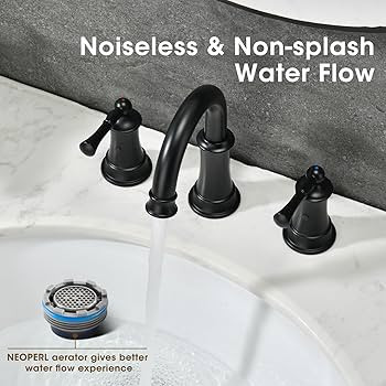 Black Bathroom Faucet, 8 Inch Bathroom Sink Faucet with Pop-up Drain Assembly, Widespread Bathroo... | Amazon (US)