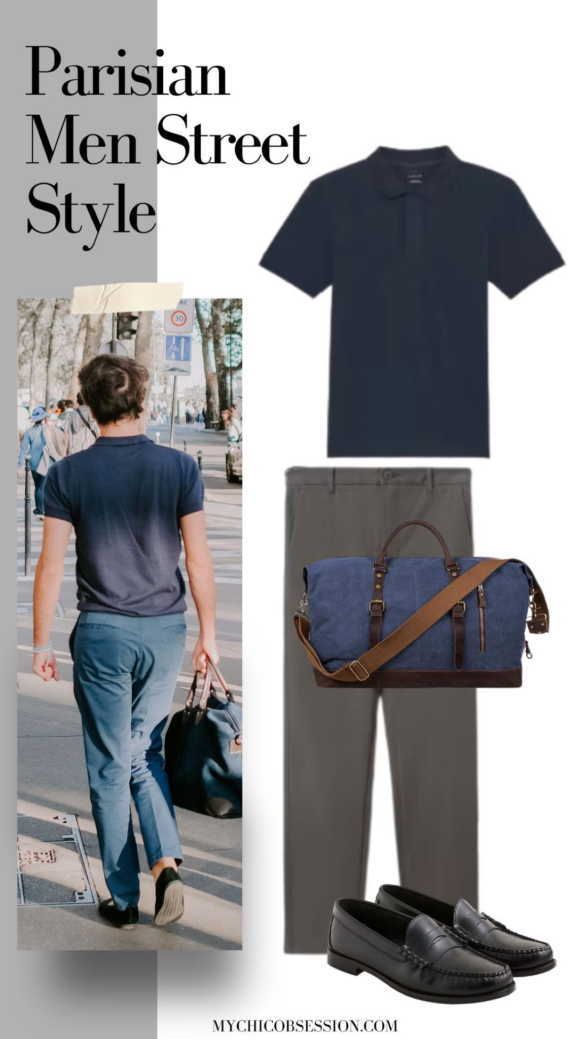 This is the perfect look for work. A blue polo, gray or blue chinos, a pair of loafers and a weekend bag to hold your laptop and lunch is a great look for the office.

#LTKstyletip #LTKSeasonal #LTKmens