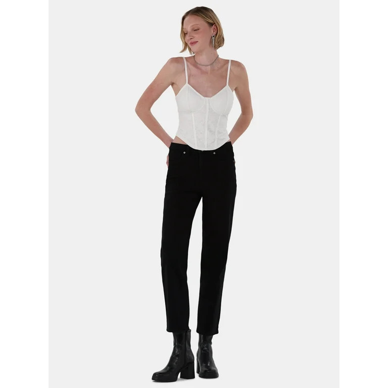 No Boundaries High-Rise Straight Leg Jeans, 30" Inseam, Women’s and Women’s Plus | Walmart (US)