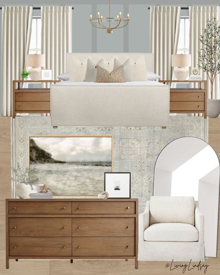 Bedroom, upholstered bed, nightstand, oversized mirror, bedroom design 

#LTKhome #LTKsalealert #LTKfamily