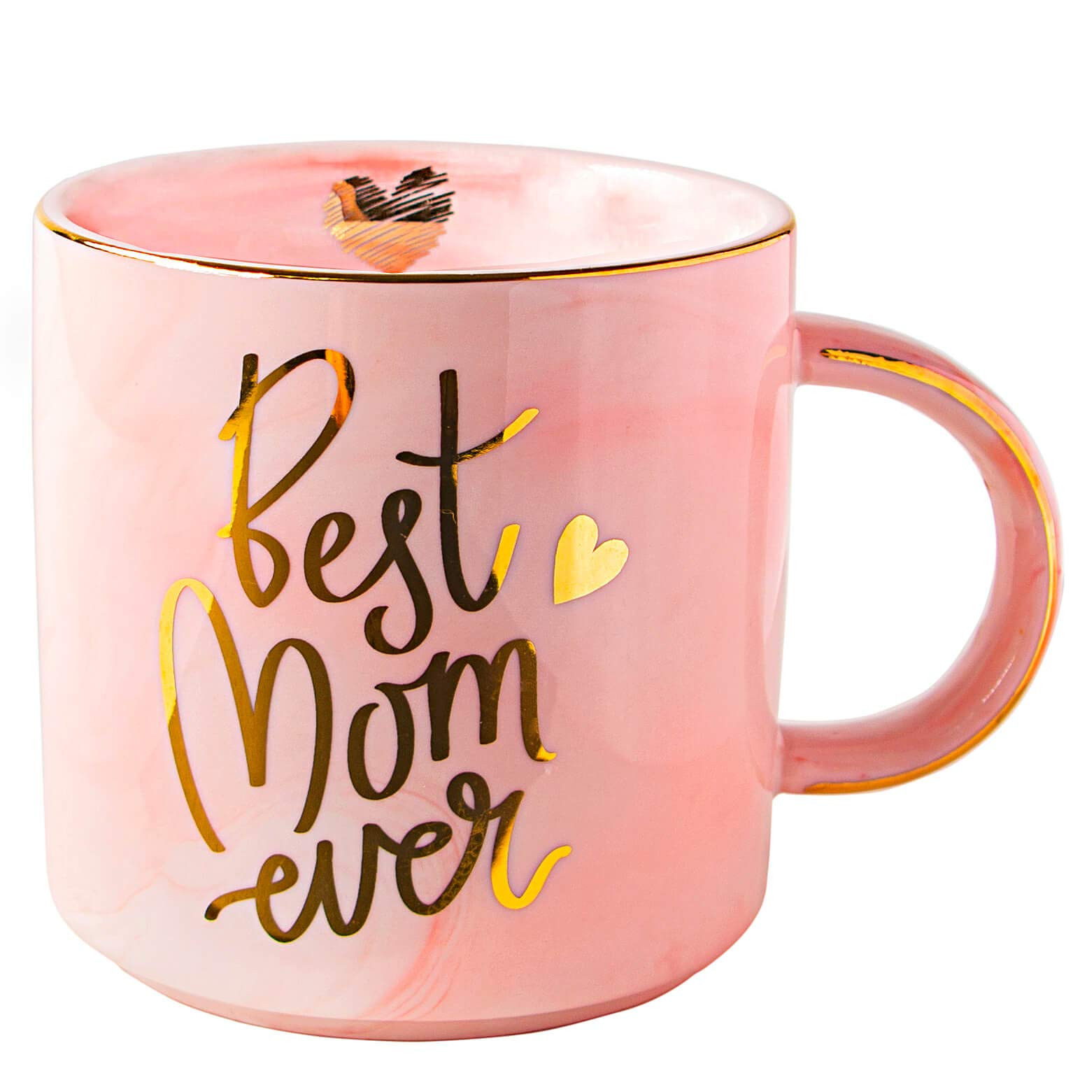 VILIGHT Best Mom Ever Gifts for Mom from Daughter Son - Pink Marble Mug Ceramic Coffee Cup 11oz | Amazon (US)