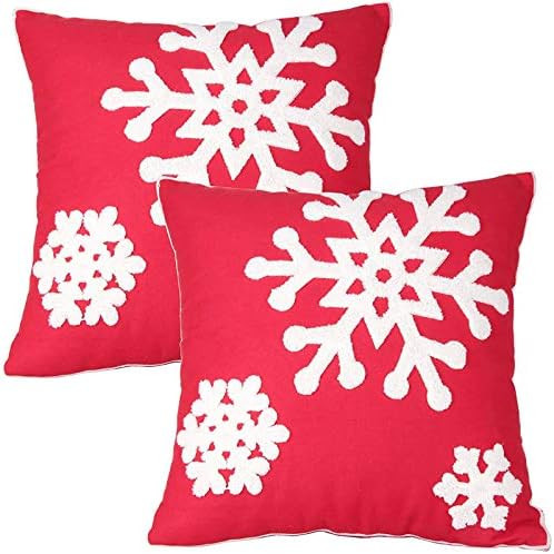 Elife Soft Square Christmas Snowflake Home Decorative Canvas Cotton Embroidery Throw Pillow Cover... | Amazon (US)