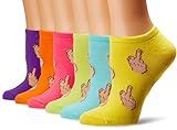 K. Bell Women's 6 Pack Novelty No Show Low Cut Socks, Middle Finger (Neon Pink), Shoe Size: 4-10 | Amazon (US)