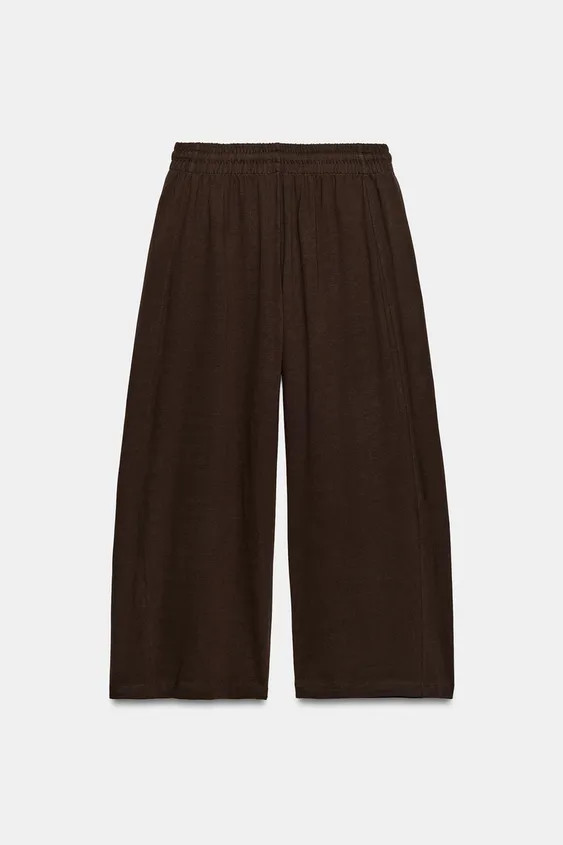 Trousers made from spun cotton fabric. Featuring a mid-waist, adjustable elasticated drawstring w... | Zara UK