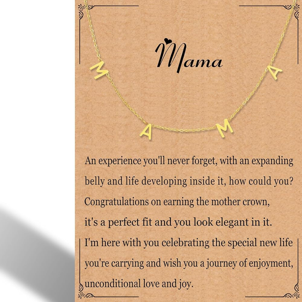 RWQIAN Mama Necklace for Women - Pendant Necklace Gifts for New Mom, Expecting Mom, First Mother'... | Amazon (US)