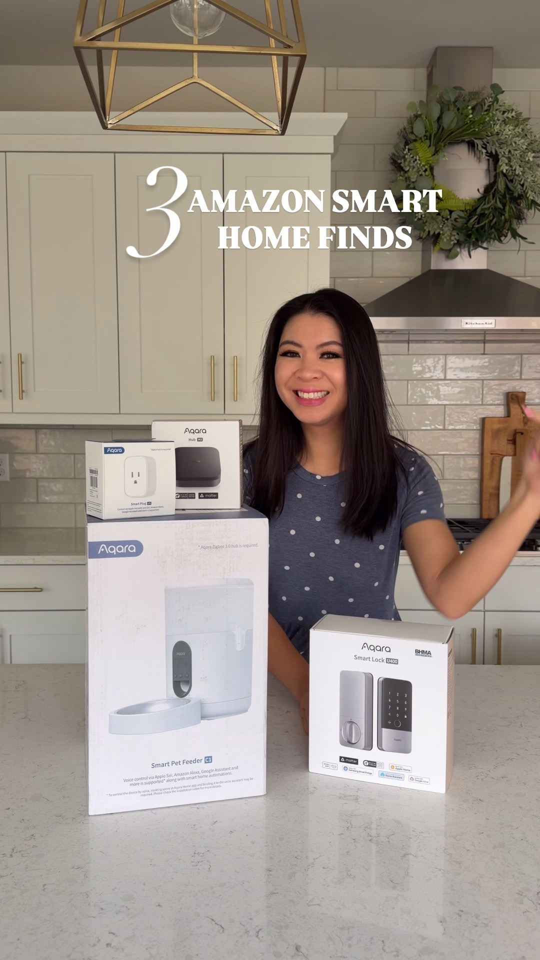 3 AMAZON SMART HOME FINDS! 
These @aqara.smarthome.official products have seriously been game changers and make everyday life so much easier. The new U400 Smart Lock is so cool - true hands-free entry so you can unlock automatically as you walk up 🙌🏼 Which one is your favorite - the smart lock, smart plug, or pet feeder?