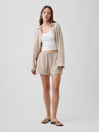 4" High Rise Pull-On Linen-Blend Shorts | Gap Factory